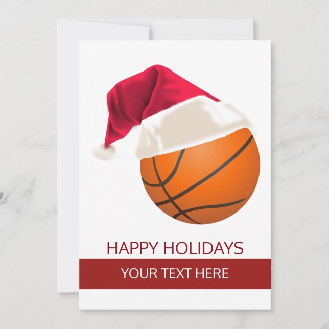 Weihnachtsbasketball Weihnachtsmannmütze Grußkarte Feiertagskarte (Vorderseite)