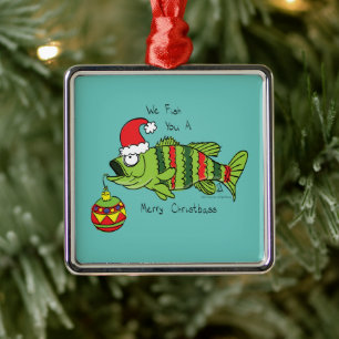 Weihnachtsbass Fischen Niedlicher Cartoon Ornament Aus Metall
