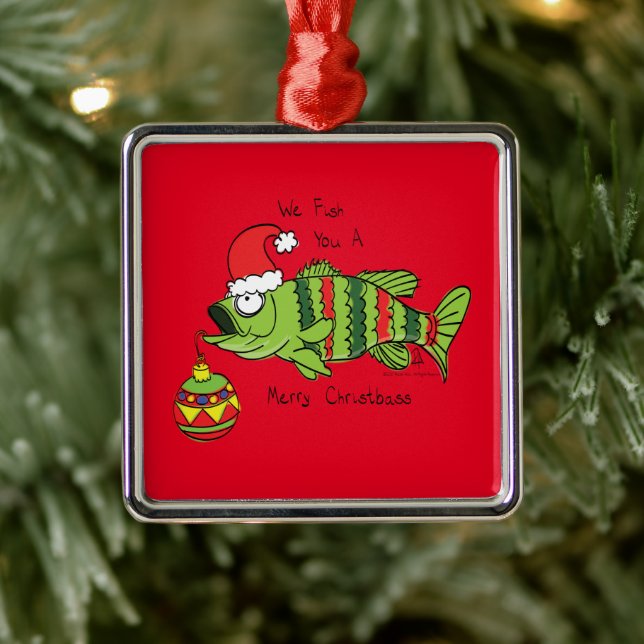 Weihnachtsbass Fischen Niedlicher Cartoon Ornament Aus Metall (Baum)