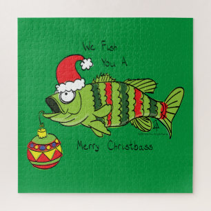 Weihnachtsbass Fischen Niedlicher Cartoon Puzzle