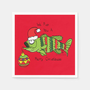 Weihnachtsbass Fischen Niedlicher Cartoon Serviette