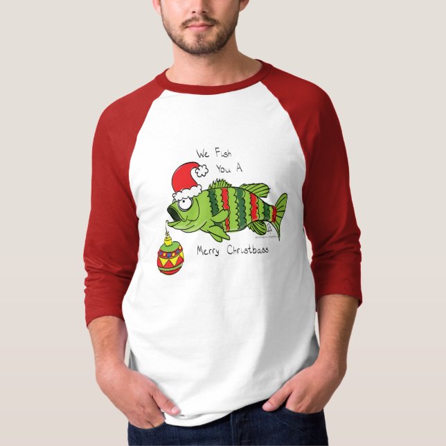 Weihnachtsbass Fischen Niedlicher Cartoon T-Shirt (Vorderseite)