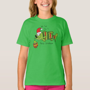 Weihnachtsbass Fischen Niedlicher Cartoon T-Shirt