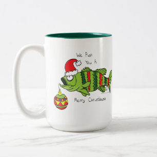 Weihnachtsbass Fischen Niedlicher Cartoon Zweifarbige Tasse