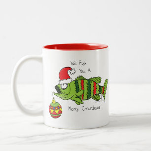 Weihnachtsbass Fischen Niedlicher Cartoon Zweifarbige Tasse
