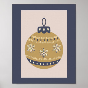 Weihnachtsbauble Gold und Blau Poster