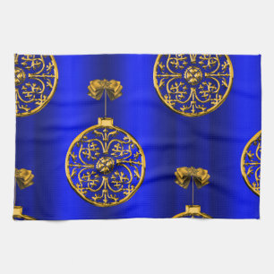 Weihnachtsbaubles auf Blue Handtuch