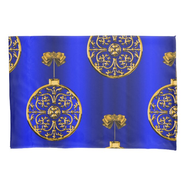 Weihnachtsbaubles auf Blue Kissenbezug (Vorderseite)