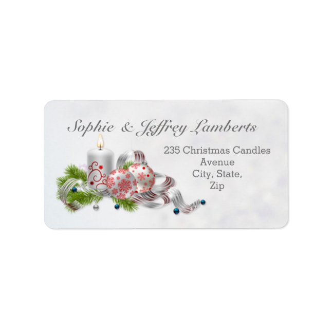 Weihnachtsbaubles, Kerze, Kiefer Adressaufkleber (Vorne)