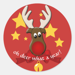 Weihnachtsbauer Rudolph Oh Dee Was für ein Jahr Runder Aufkleber