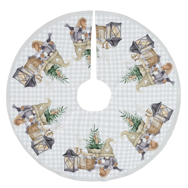 Weihnachtsbauernhof BOHO Gnomes Polyester Weihnachtsbaumdecke (Vorderseite)