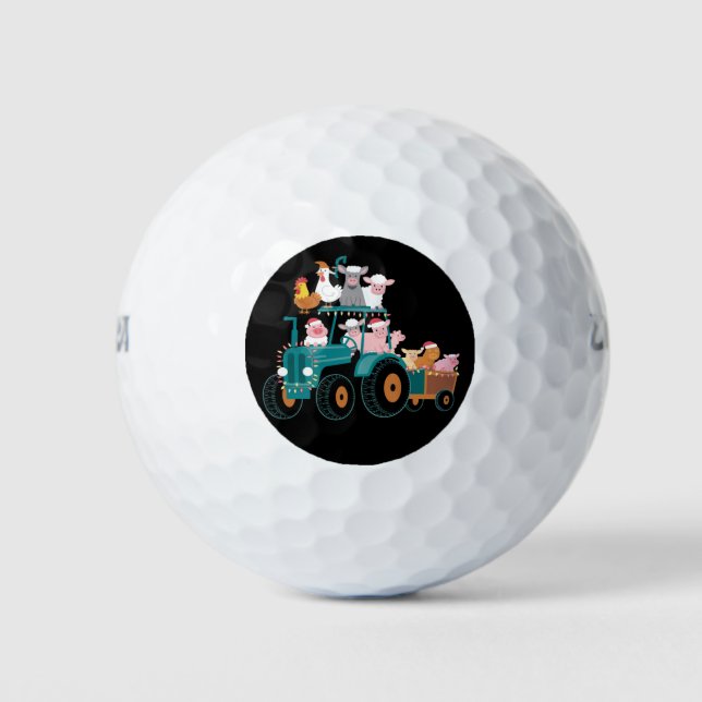 Weihnachtsbauernhof Funny Holiday Golfball (Vorderseite)