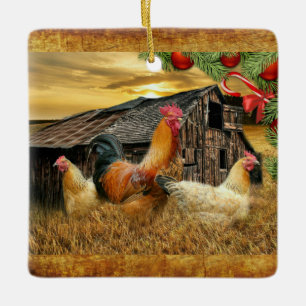 Weihnachtsbauernhof Hen Barn Coop Keramikornament