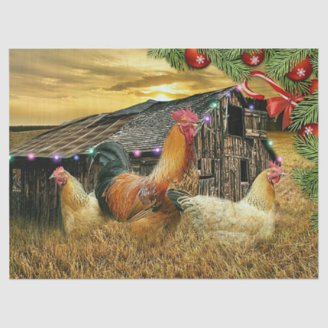 Weihnachtsbauernhof Hen Barn Coop Seidenpapier (Vorderseite)