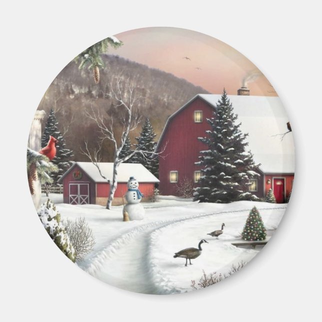 Weihnachtsbauernhof Magnet (Vorne)