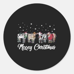 Weihnachtsbauernhof Mooey Weihnachtsleuchten Kuh Runder Aufkleber