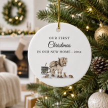 Weihnachtsbauernhof Pferd Tiere Winter