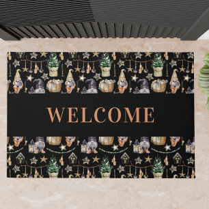 Weihnachtsbauernhof Zuhause schwarz Fußmatte