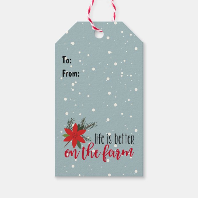 Weihnachtsbauernverschluss auf Schneeflocken Geschenkanhänger (Vorderseite)