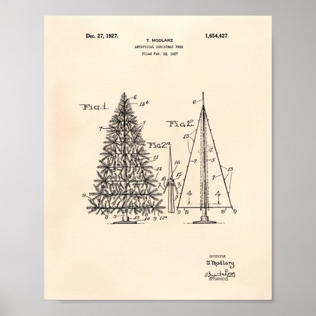 Weihnachtsbaum 1927 Patent Art Old Peper Poster (Vorne)