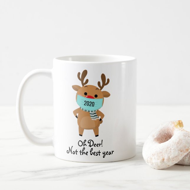 Weihnachtsbaum 2020 Oh Hirsch kein gutes Jahr Kaffeetasse (Mit Donut)