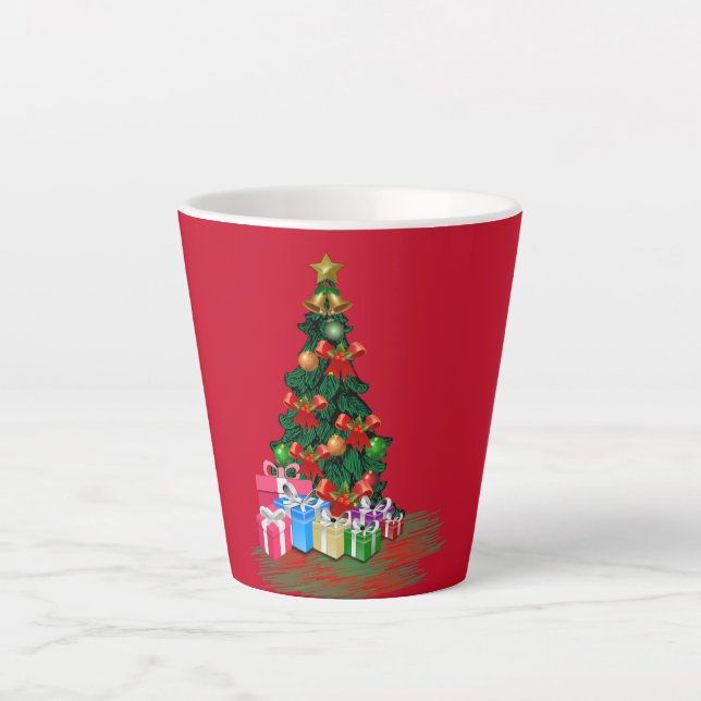 Weihnachtsbaum 2021 Rote Latte Tasse (Vorderseite)