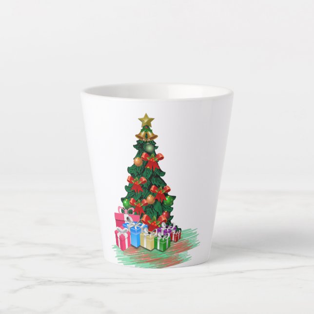 Weihnachtsbaum 2021 Weißer Latte Tasse (Vorderseite)