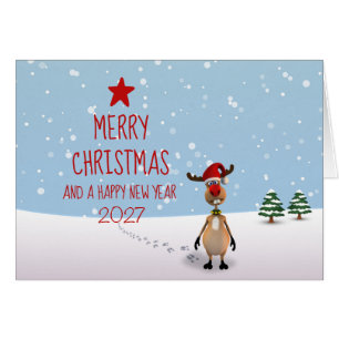 Weihnachtsbaum 2025: Funny Reindeer New Year Weihn
