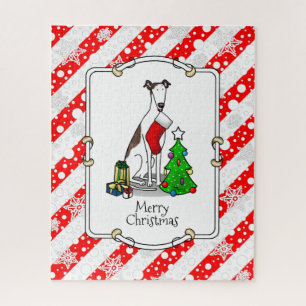 Weihnachtsbaum 2 Grauhund (gebürstlich weiß) Dog F Puzzle