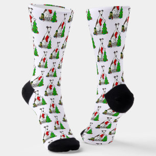 Weihnachtsbaum 2 Grauhund (gebürstlich weiß) Dog F Socken