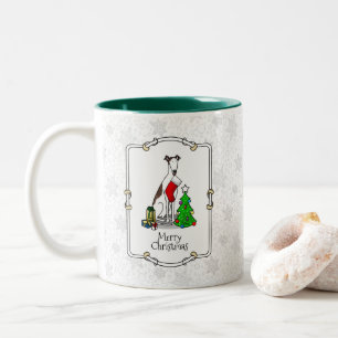 Weihnachtsbaum 2 Grauhund (gebürstlich weiß) Dog F Zweifarbige Tasse