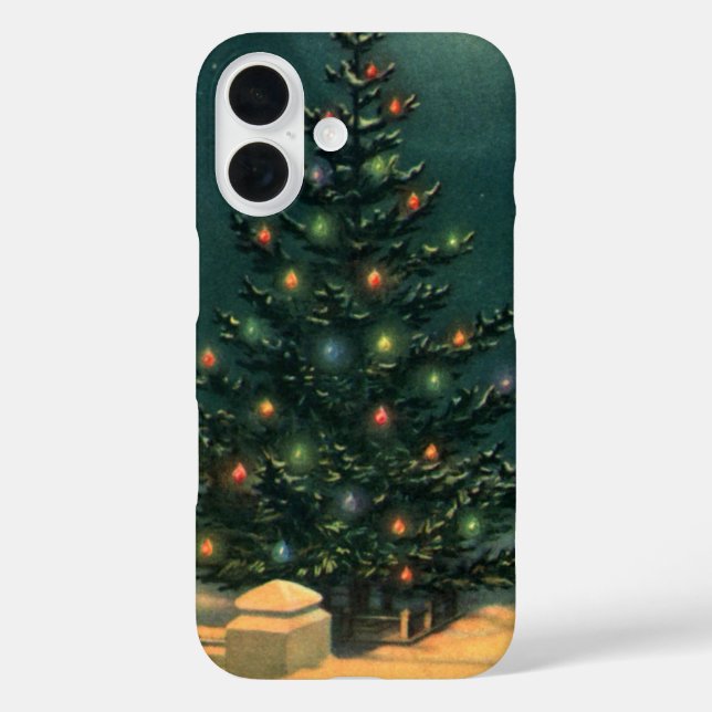 Weihnachtsbaum am Abend mit Lichtern Case-Mate iPhone Hülle (Rückseite)