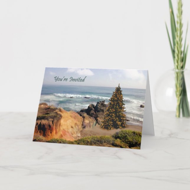 Weihnachtsbaum an der Ocean Front Feiertagskarte (Vorderseite)