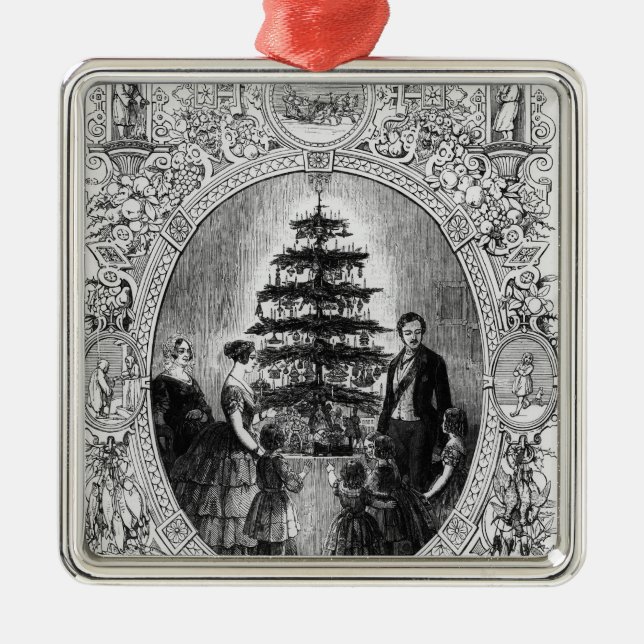 Weihnachtsbaum an Windsor Schloss, 1848 Ornament Aus Metall (Vorne)