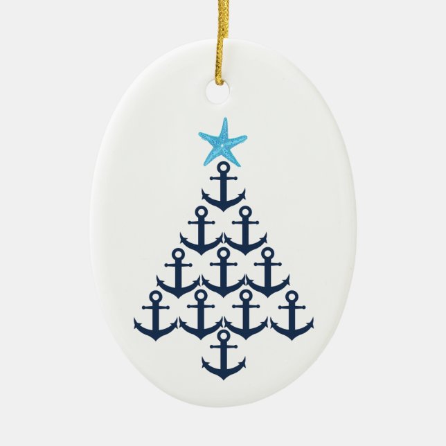 Weihnachtsbaum Anchor Nautical Keramik Ornament (Vorne)