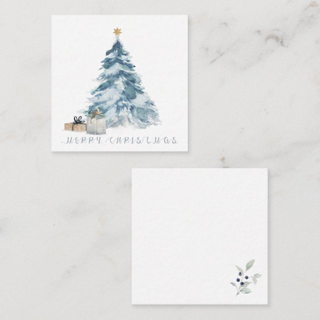 Weihnachtsbaum Aquarell Goldstar Mitteilungskarte (Vorne/Hinten)