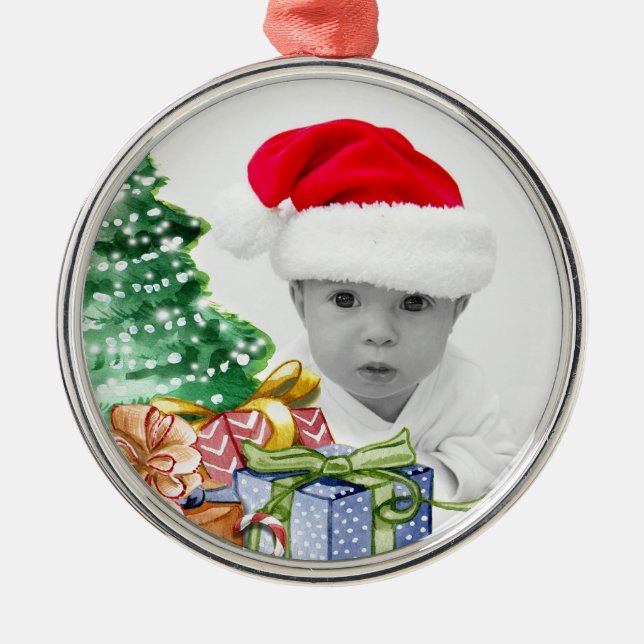 Weihnachtsbaum Art Custom Foto Ornament Aus Metall (Vorne)