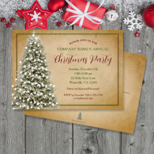 Weihnachtsbaum auf dem Pergament Elegantes Party Einladung