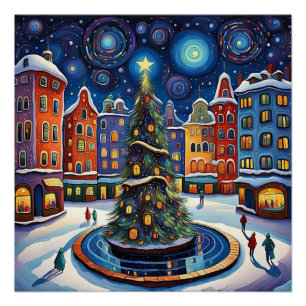 Weihnachtsbaum auf dem Platz 1 Poster