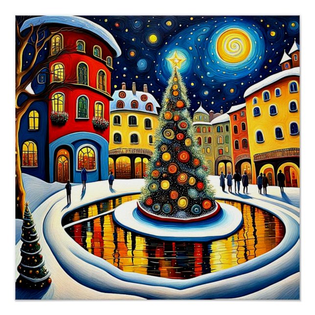 Weihnachtsbaum auf dem Platz 5 Poster (Vorderseite)