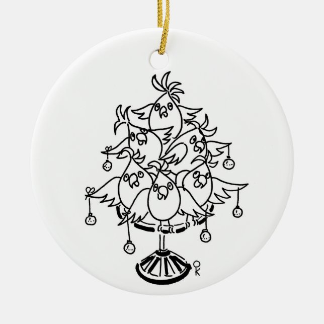 Weihnachtsbaum auf der Seite des Single Keramik Ornament (Vorne)