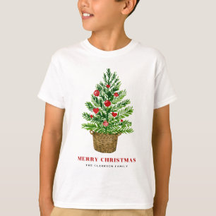 Weihnachtsbaum auf einem Wicker Basket Custom Chri T-Shirt