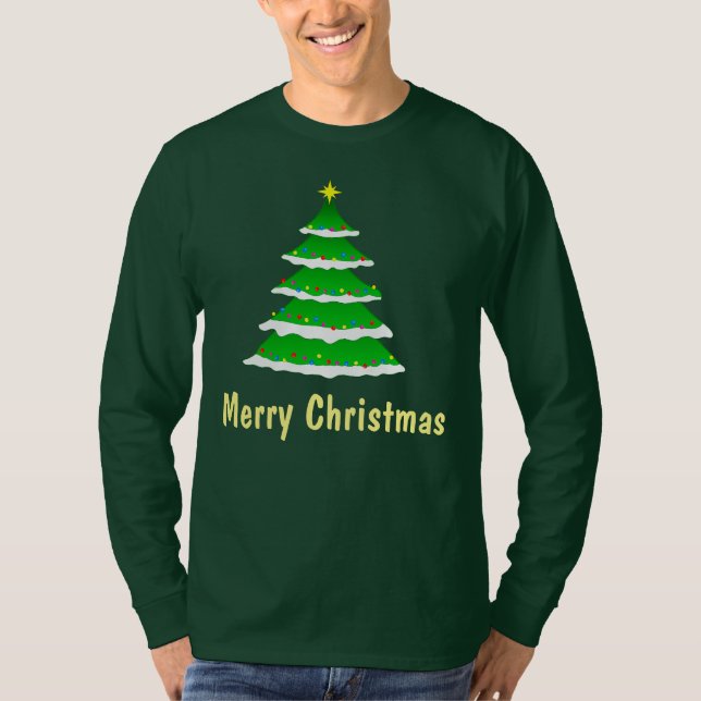 Weihnachtsbaum auf langem die Hülsen-T - Shirt der (Vorderseite)