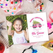 Weihnachtsbaum auf rosa RV-Foto