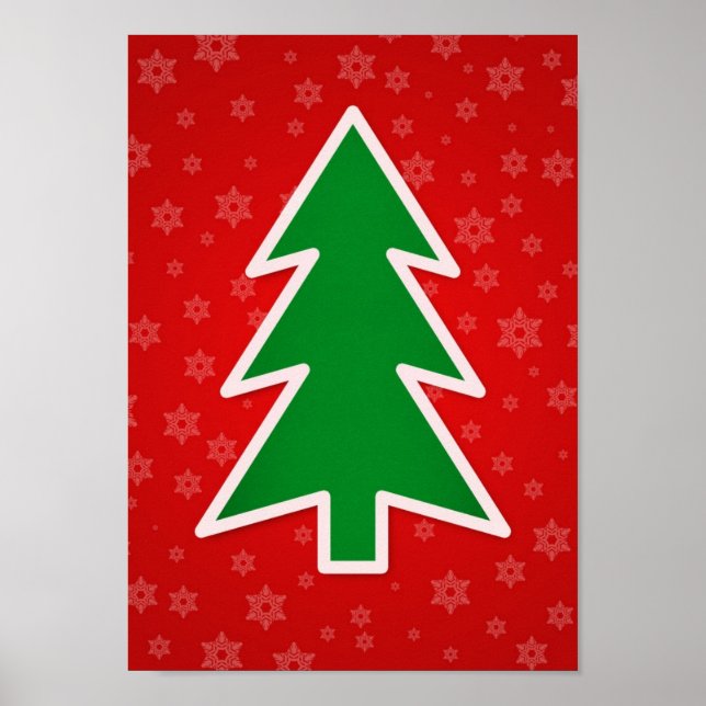 Weihnachtsbaum auf rotem Hintergrund Poster (Vorne)