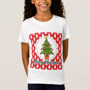 Weihnachtsbaum auf roten Pines Muster - Fröhliche T-Shirt