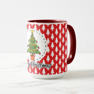 Weihnachtsbaum auf roten Pines Muster - Fröhliche Tasse