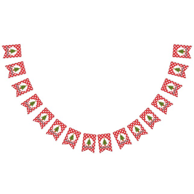 Weihnachtsbaum auf roten Pines Muster - Fröhliche  Wimpelkette (Alle)