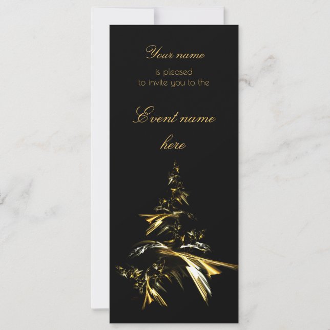 Weihnachtsbaum auf Schwarz 001 Einladung (Vorderseite)