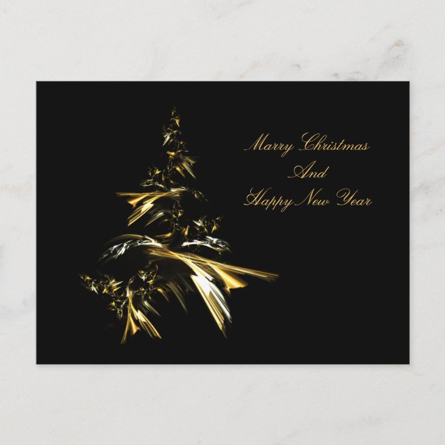 Weihnachtsbaum auf Schwarz 001 Feiertagspostkarte (Vorderseite)